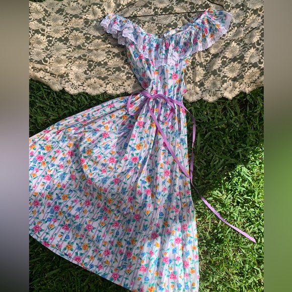 VINTAGE Oscar de la Renta Floral Summer Tea Dress - Picture 12 of 12